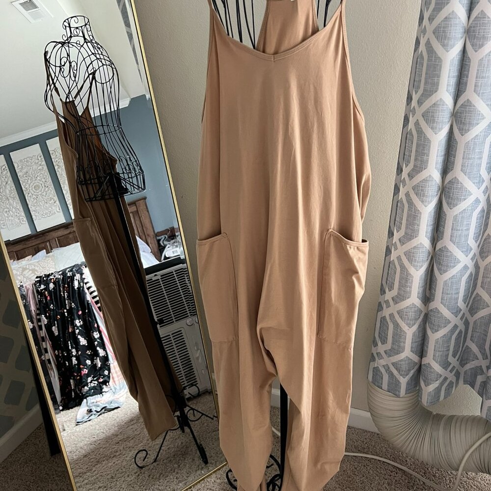 Khaki oversized Romper with pockets